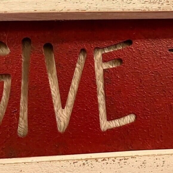 Give Thanks Rustic Metal Cut Out Thanksgiving Sign with Wood Frame Primitive - Picture 8 of 8